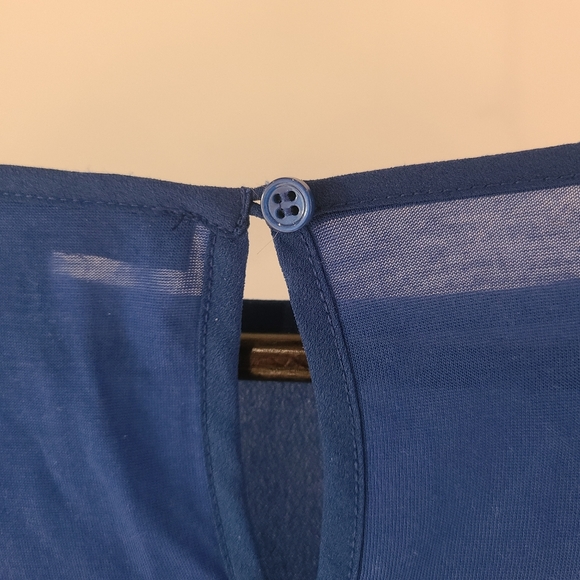 French Connection Classic Crepe Pompom Shirt Blue Top - Picture 3 of 5